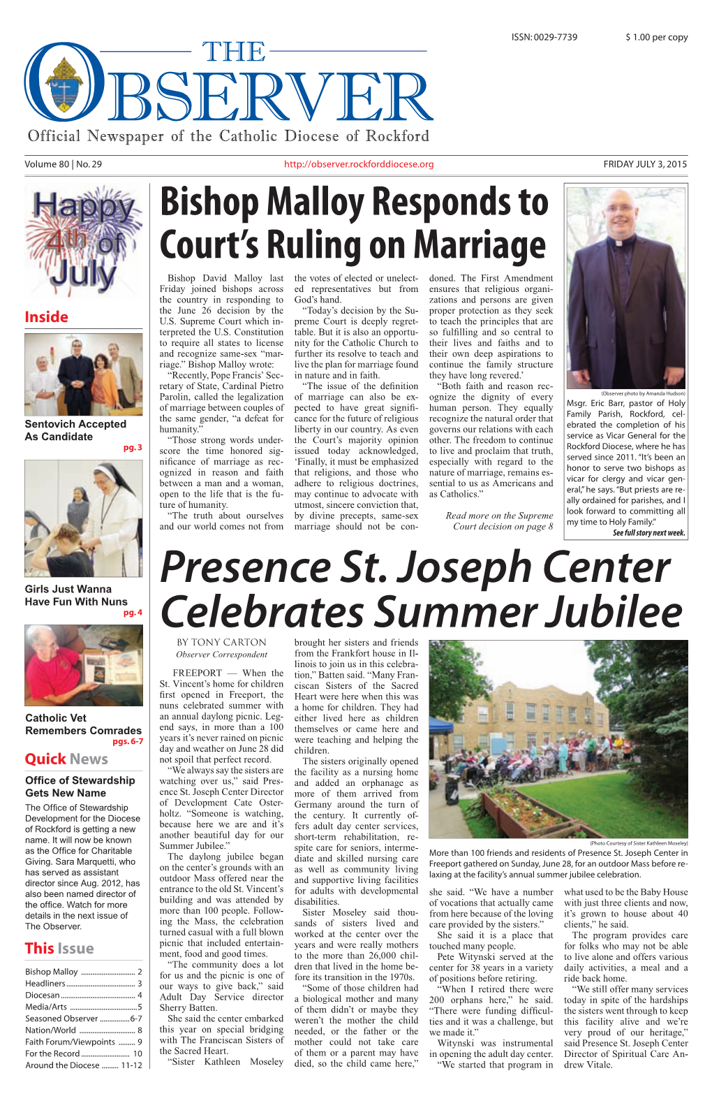 Presence St. Joseph Center Celebrates Summer Jubilee Bishop