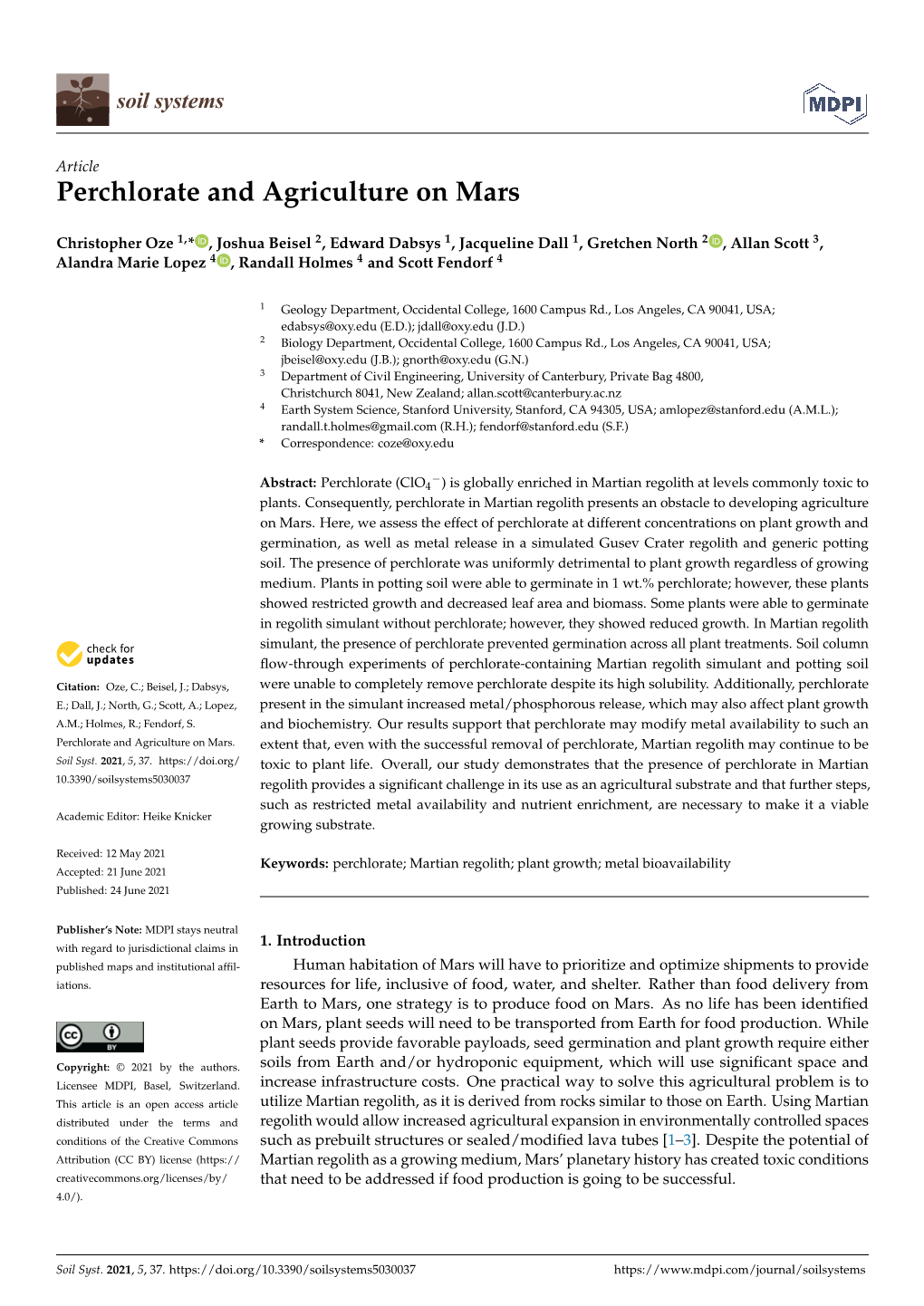 Perchlorate and Agriculture on Mars