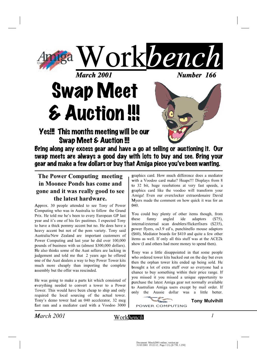 Workbench Number 166 March 2001