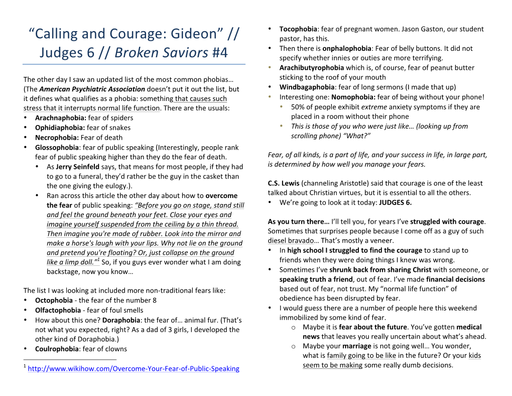 Judges 6, Calling and Courage, Gideon