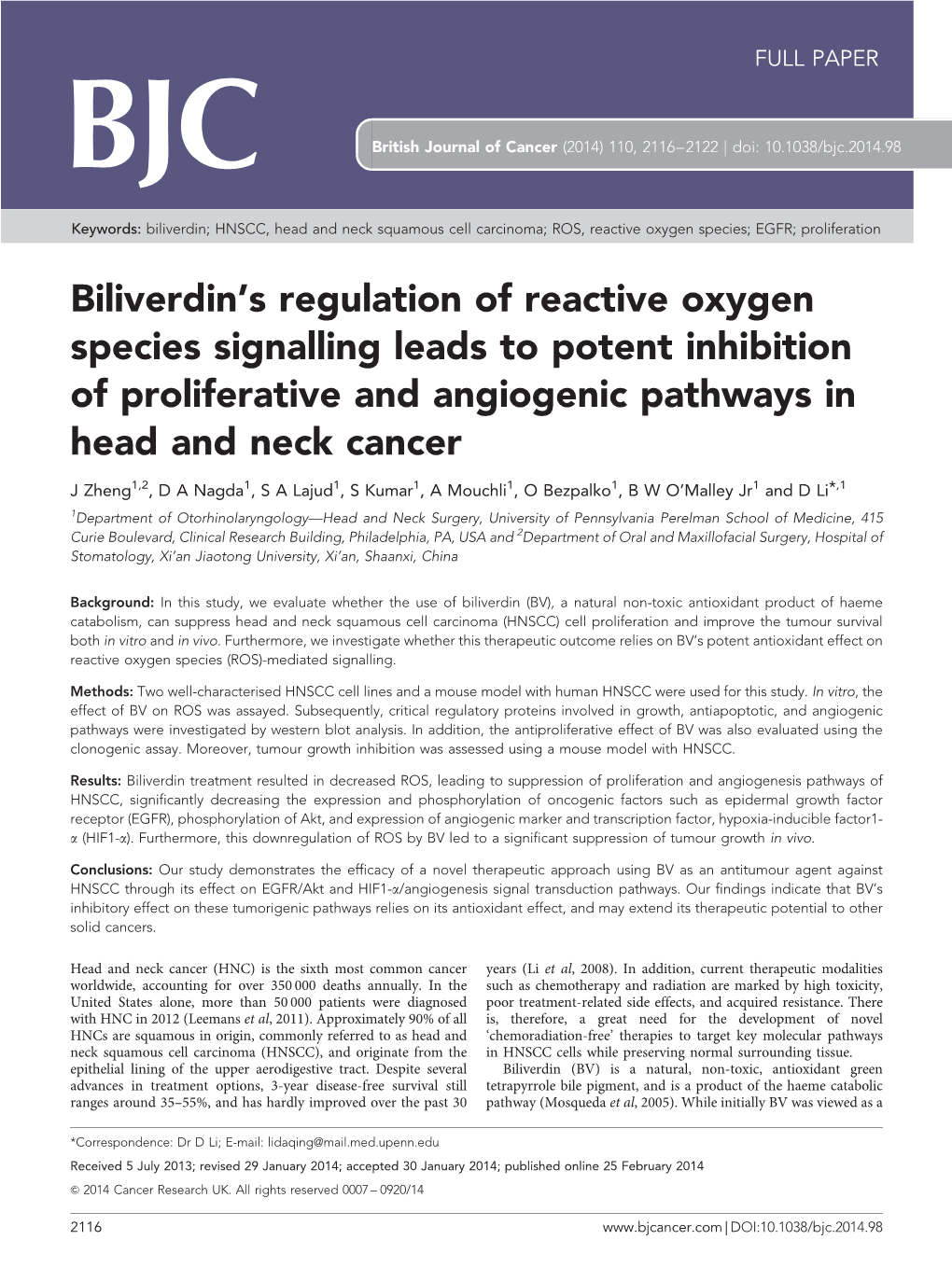 S Regulation of Reactive Oxygen Species Signalling Leads to Potent Inhibition of Proliferative and Angiogenic Pathways in Head and Neck Cancer