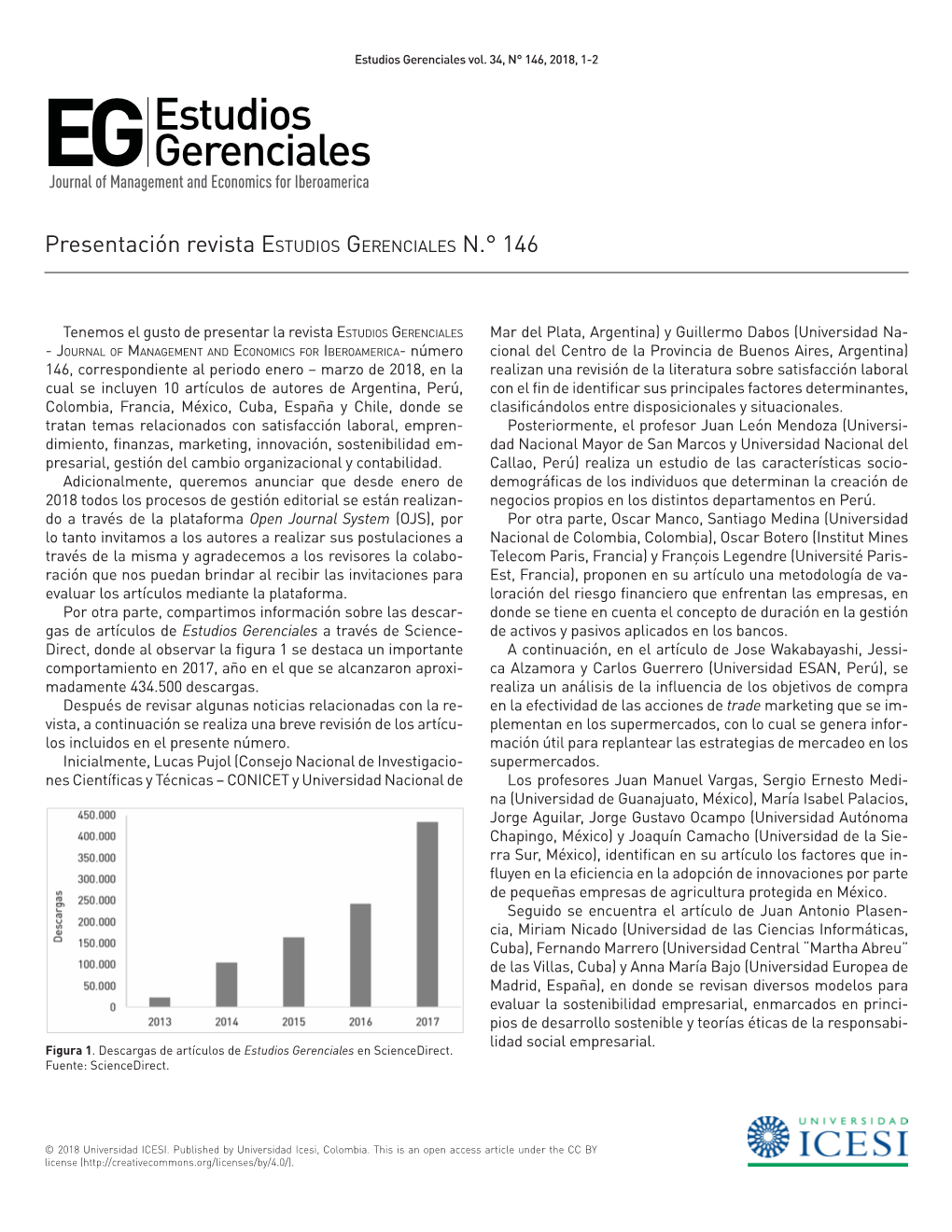 Presentación Revista Estudios Gerenciales N.° 146