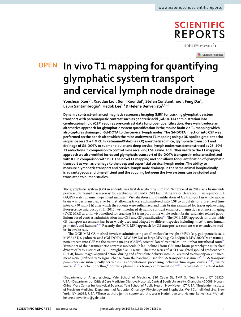 In Vivo T1 Mapping for Quantifying Glymphatic System Transport And