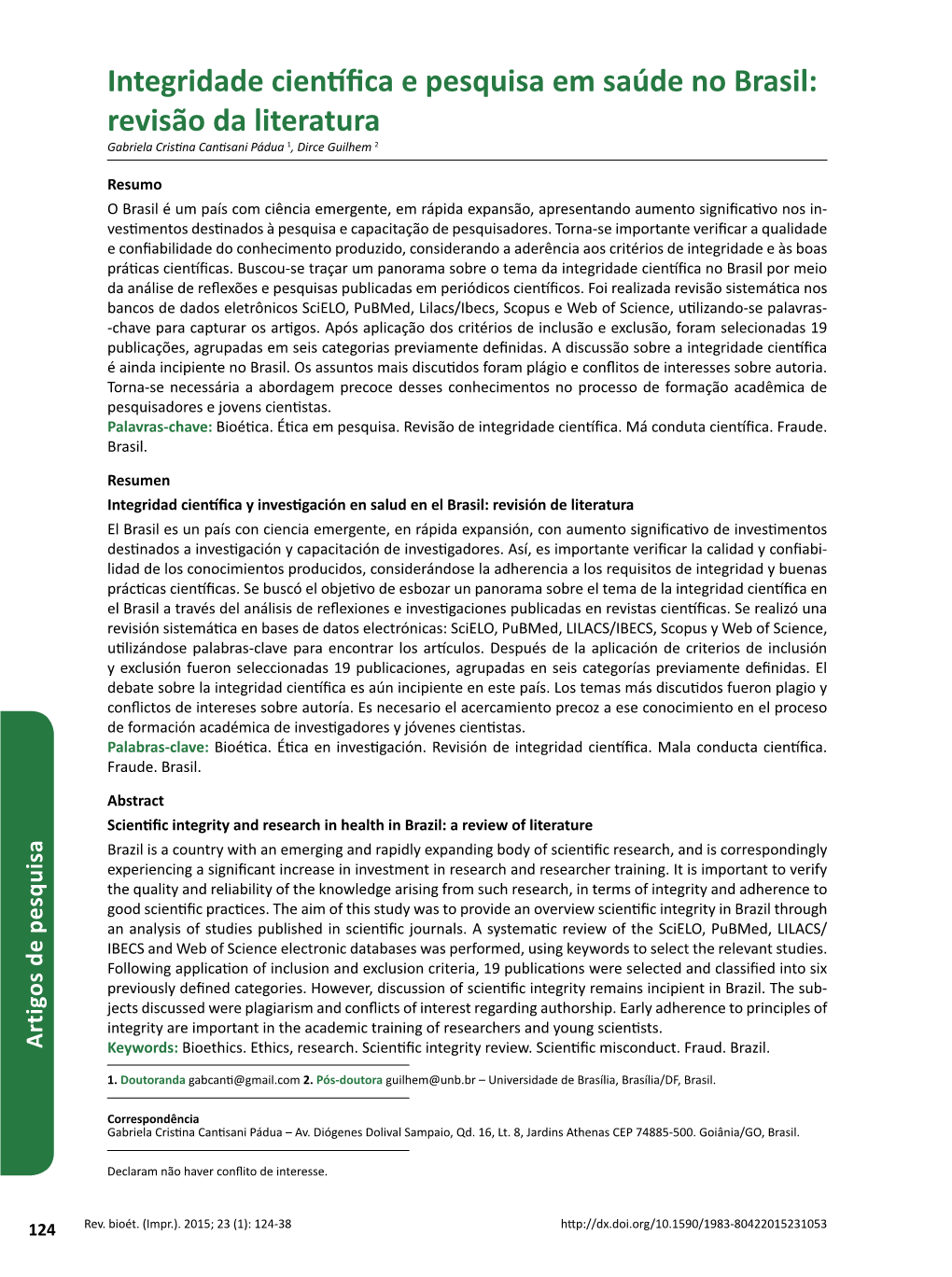 Scientific Integrity and Research in Health in Brazil: a Review of Literature