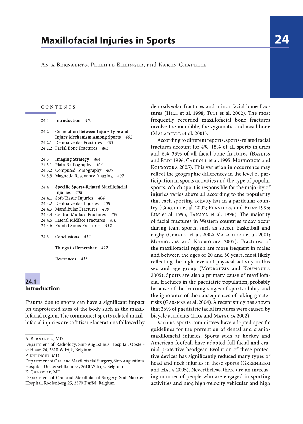 Maxillofacial Injuries in Sports 401