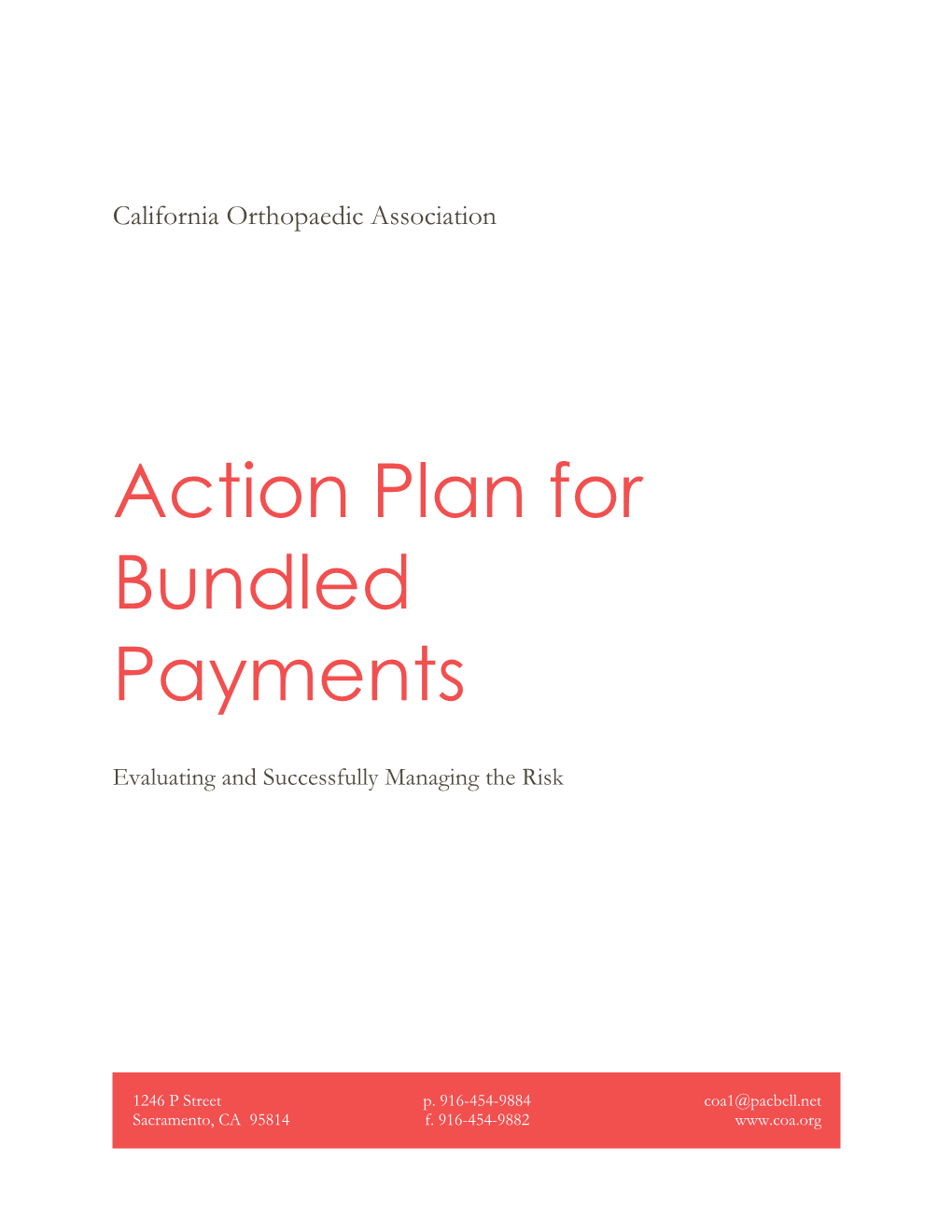 Action Plan for Bundled Payments