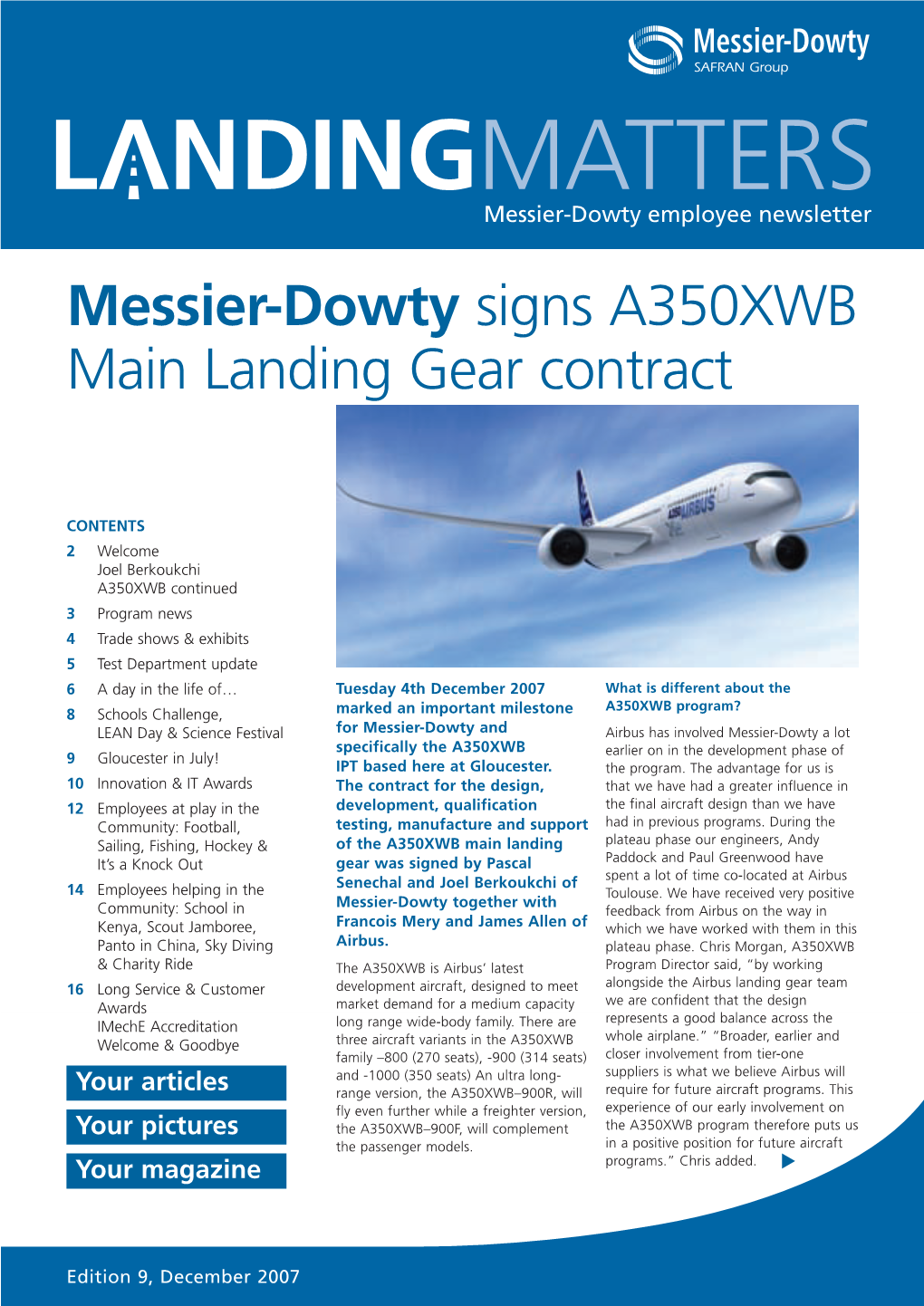 Messier-Dowty Signs A350XWB Main Landing Gear Contract