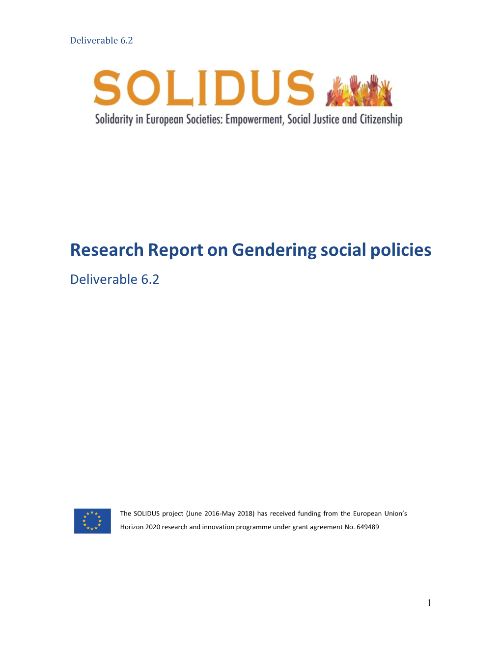 Research Report on Gendering Social Policies Deliverable 6.2