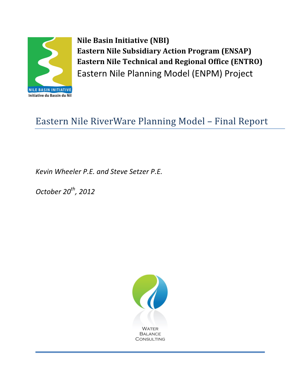 Project Eastern Nile Riverware Planning Model – Final Report