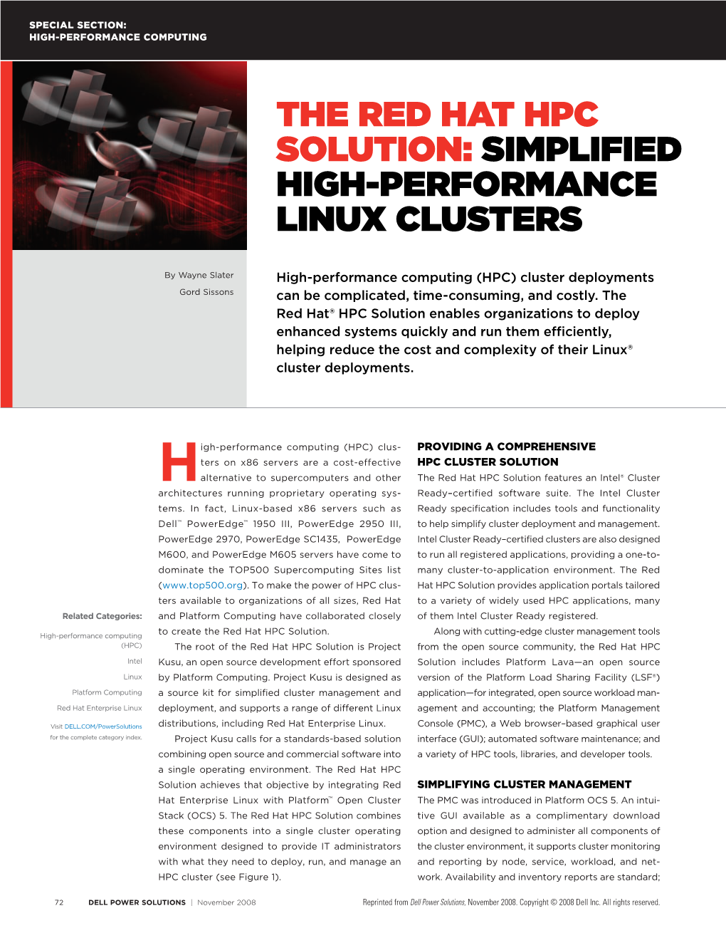 The Red Hat HPC Solution: Simplified High-Performance Linux Clusters