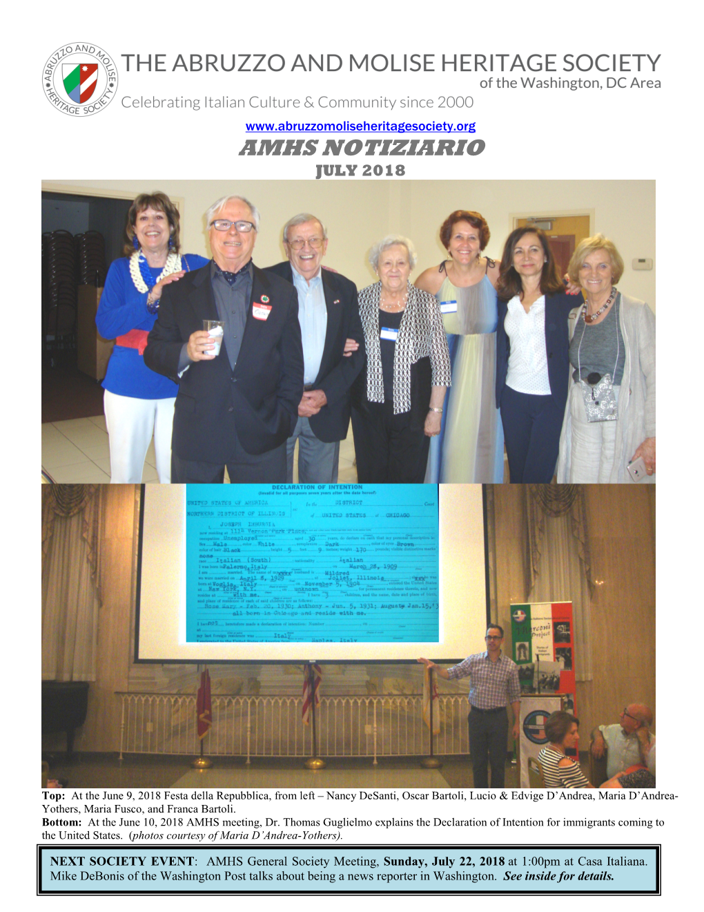 Amhs Notiziario July 2018