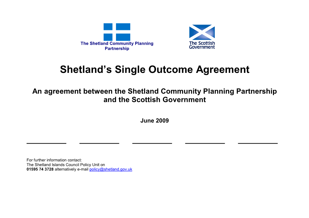 Single Outcome Agreement