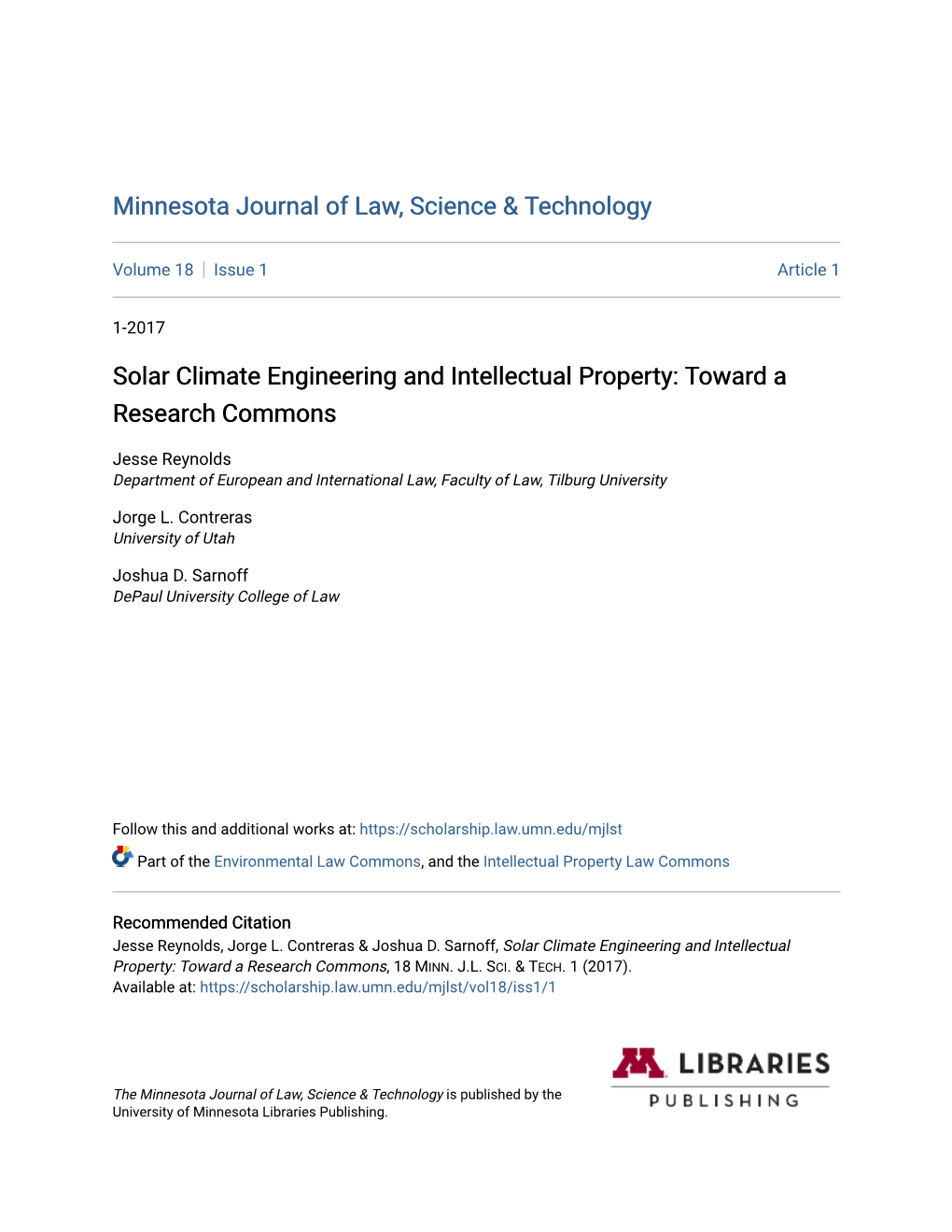 Solar Climate Engineering and Intellectual Property: Toward a Research Commons