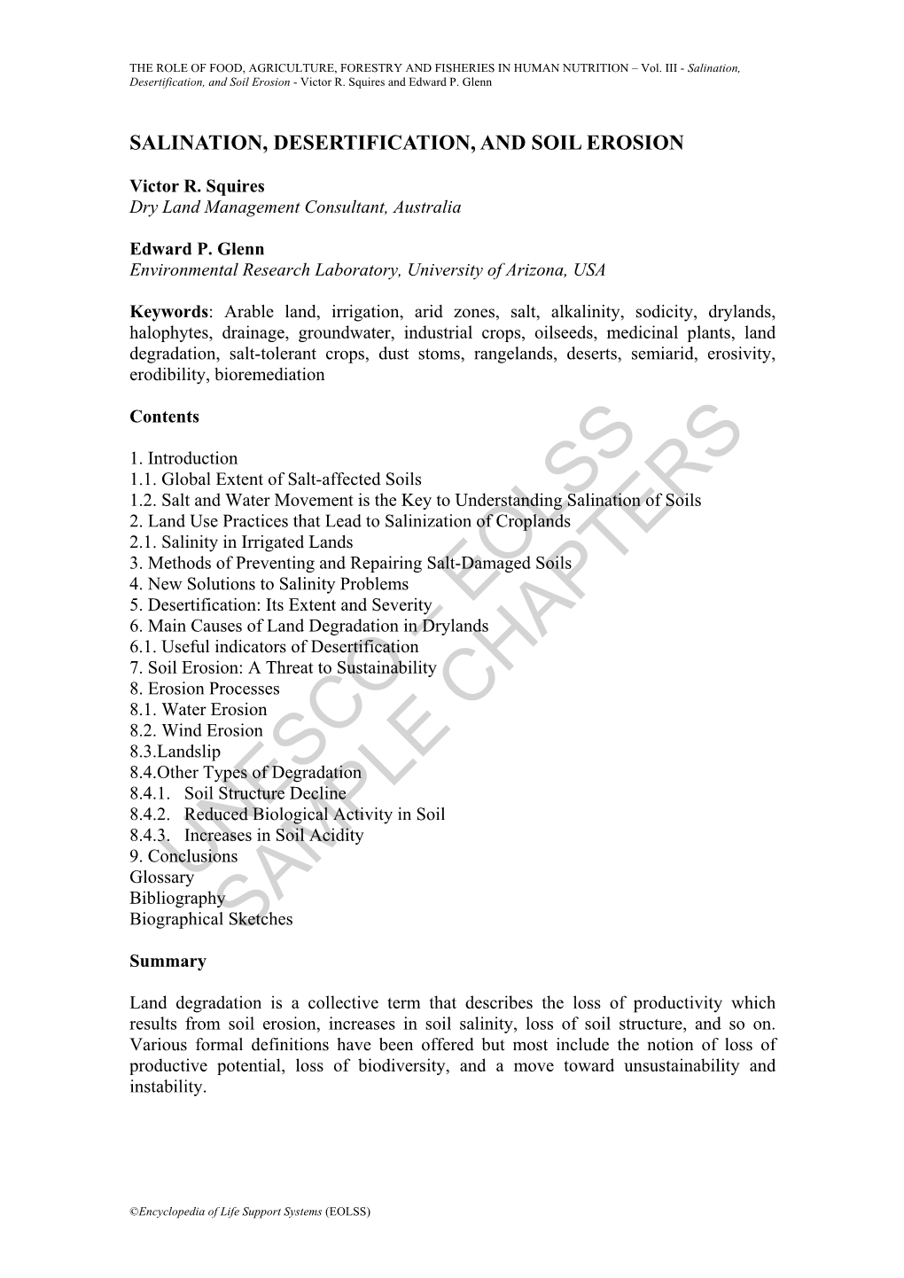 Salination, Desertification, and Soil Erosion - Victor R