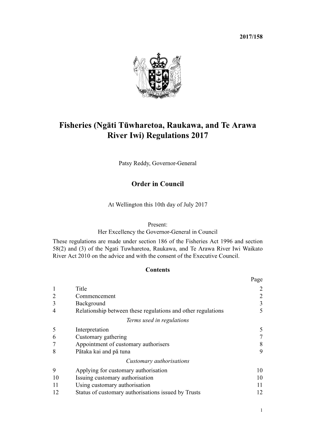 Fisheries (Ngāti Tūwharetoa, Raukawa, and Te Arawa River Iwi) Regulations 2017