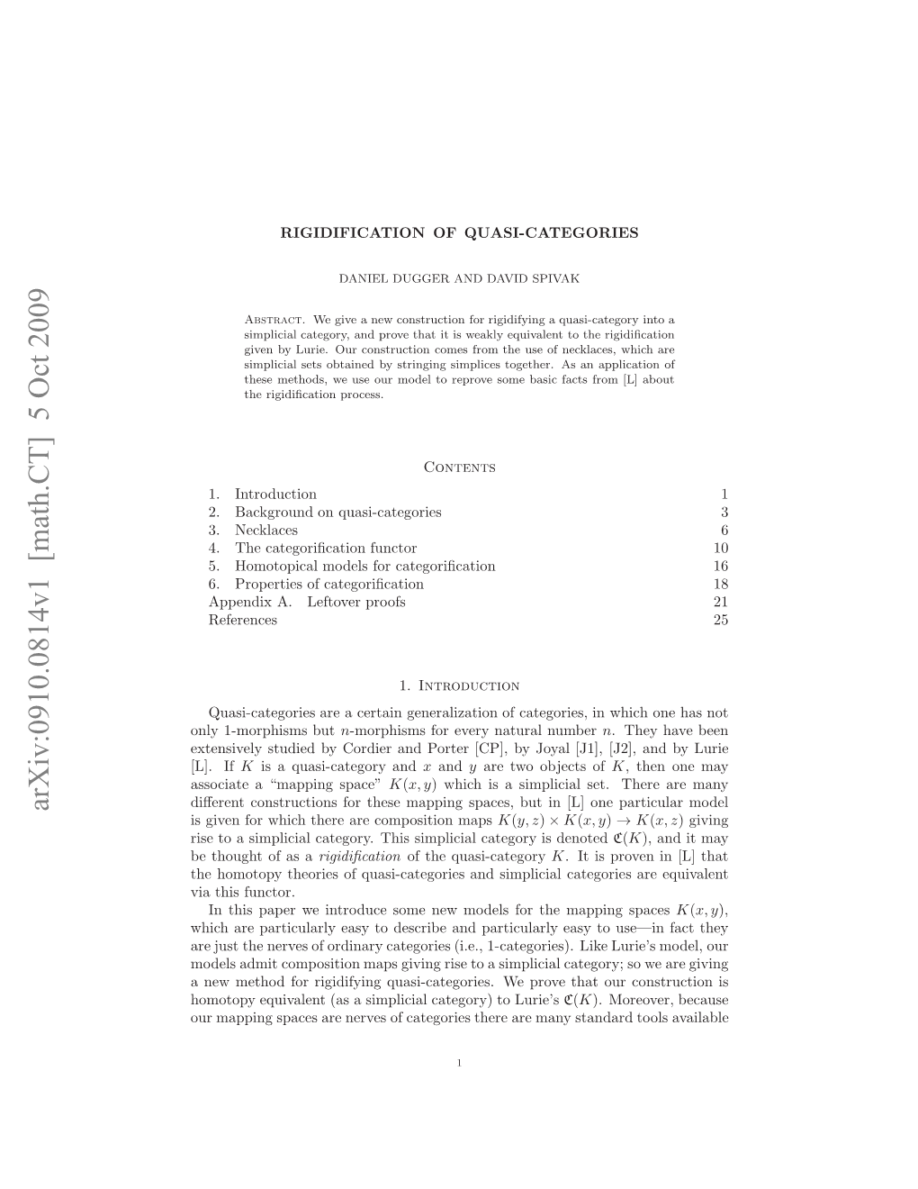 Rigidification of Quasi-Categories 3