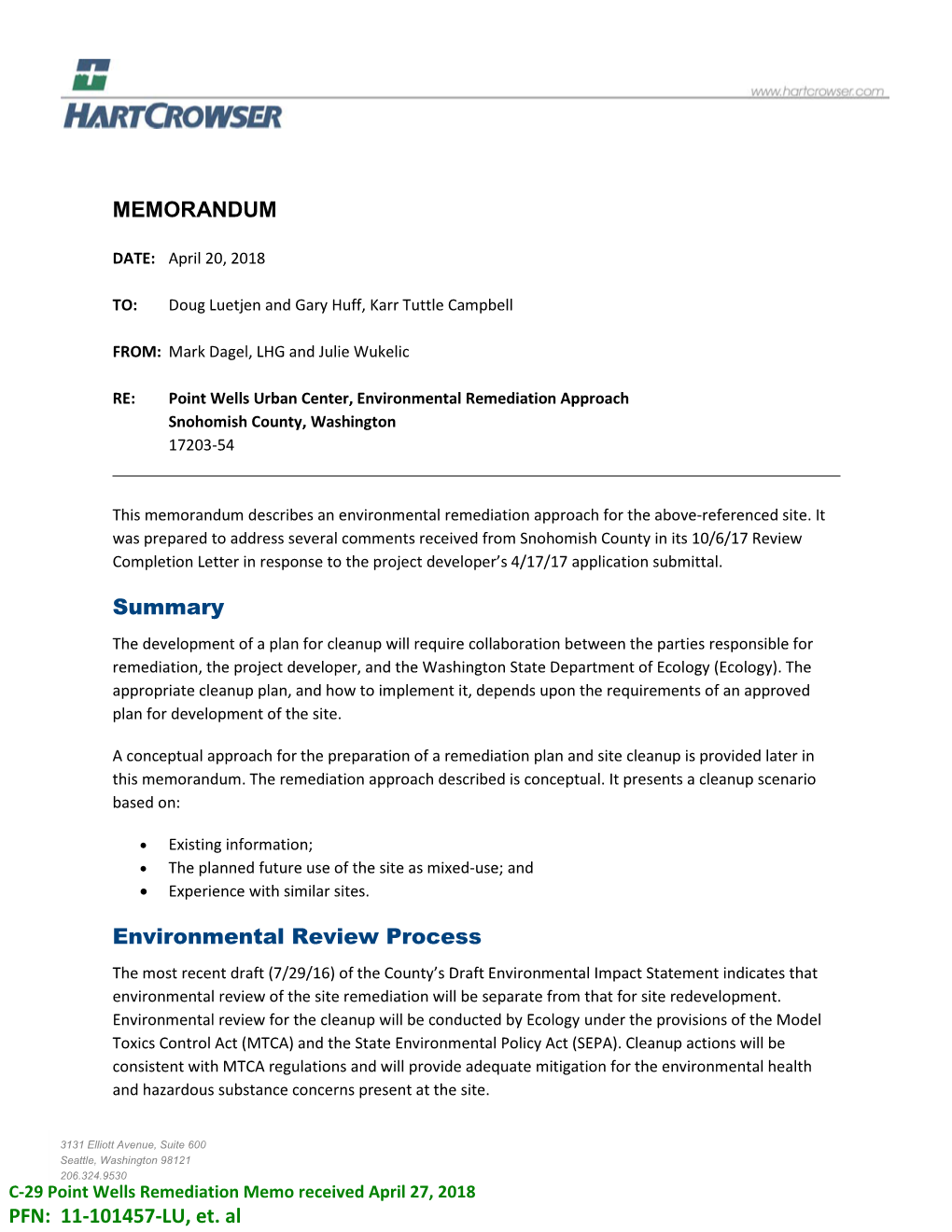 MEMORANDUM Summary Environmental Review Process