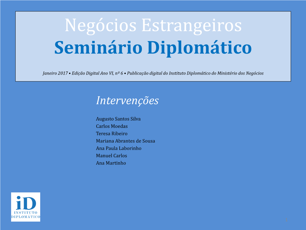 Negócios Estrangeiros Seminário Diplomático