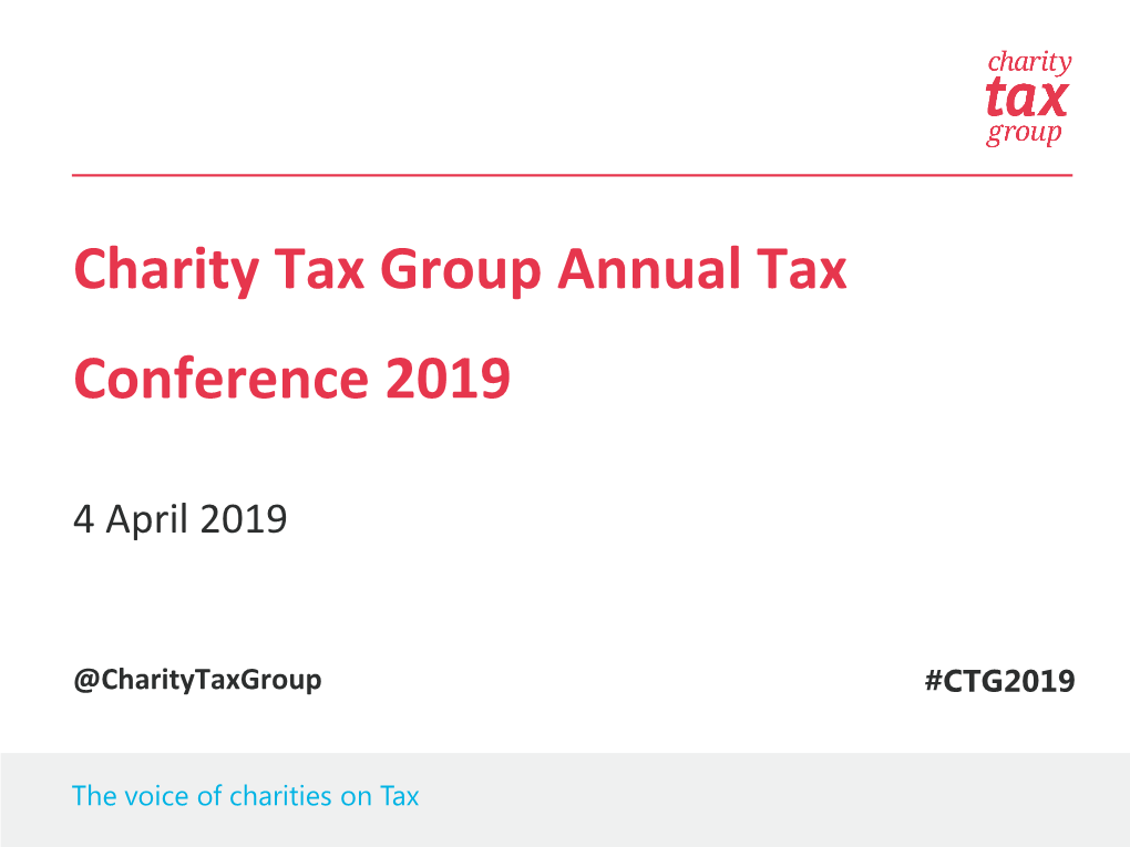 Charity Tax Group Annual Tax Conference 2019