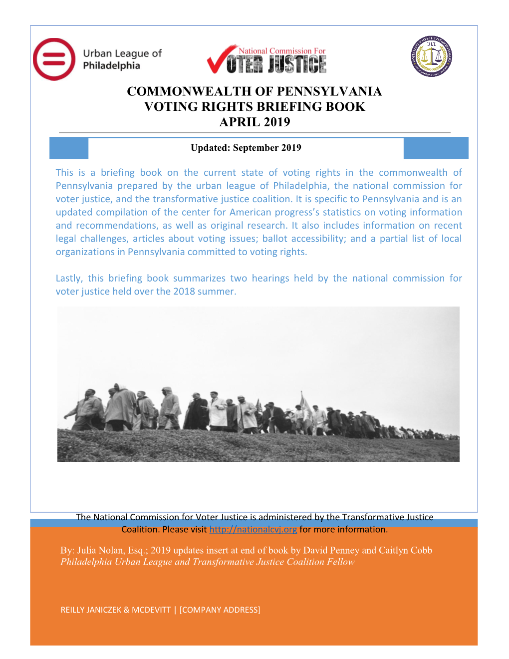 Commonwealth of Pennsylvania Voting Rights Briefing Book April 2019