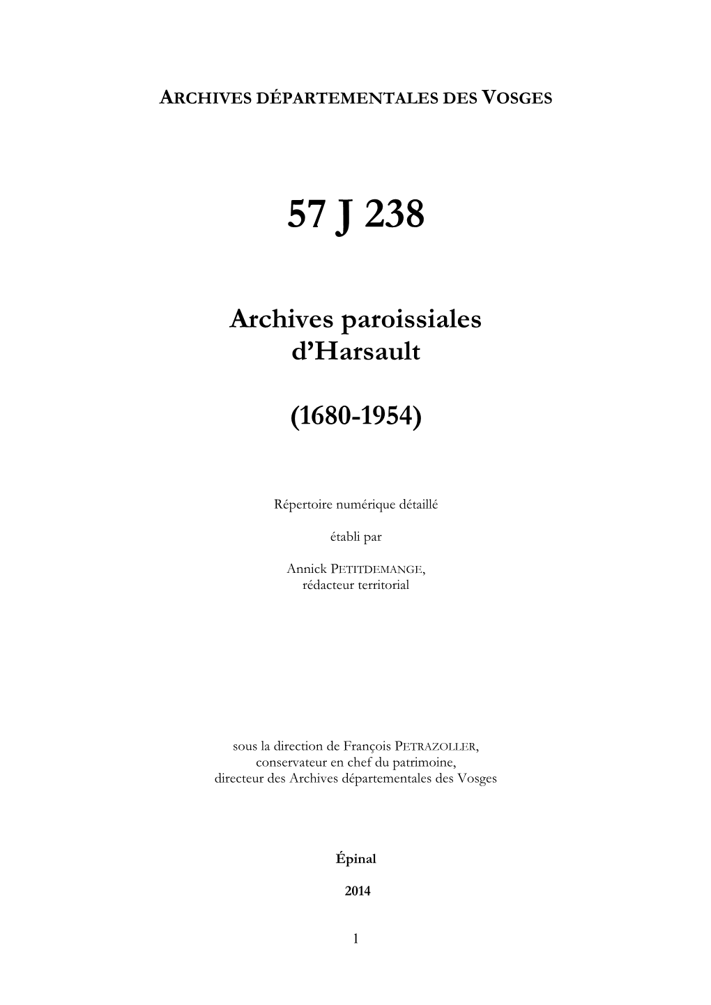 Archives De La Paroisse D'harsault.Pdf