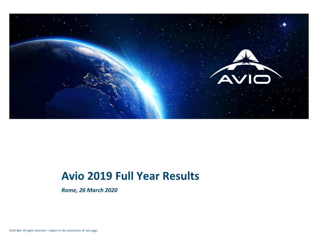 Avio 2019 FY Results