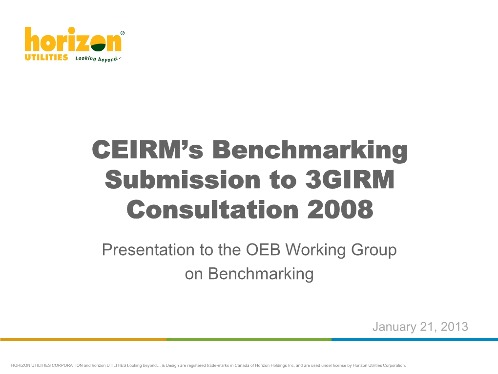 CEIRM's Benchmarking Submission to 3GIRM Consultation 2008