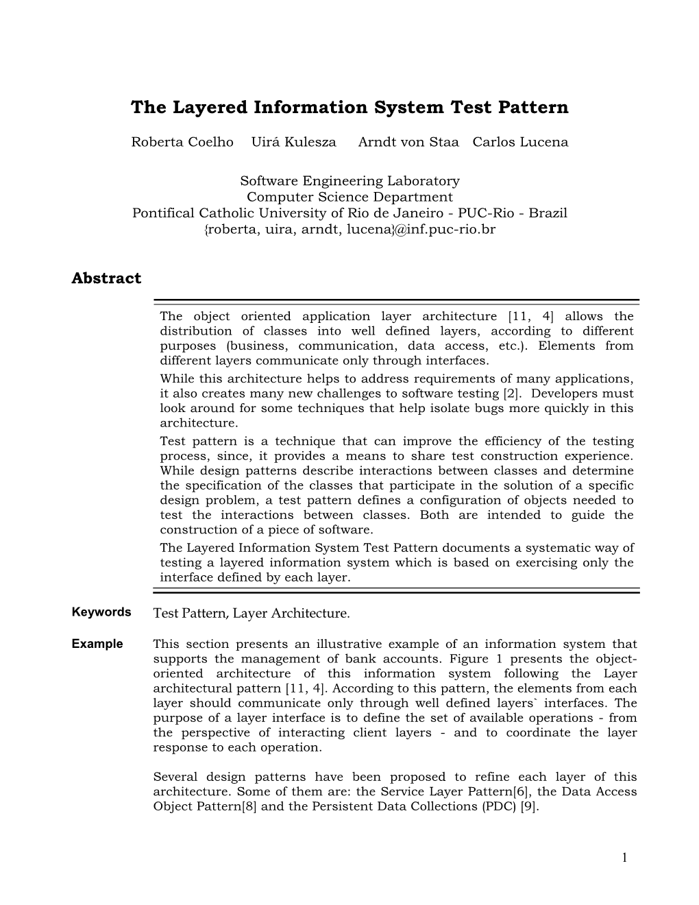 The Layered Information System Test Pattern