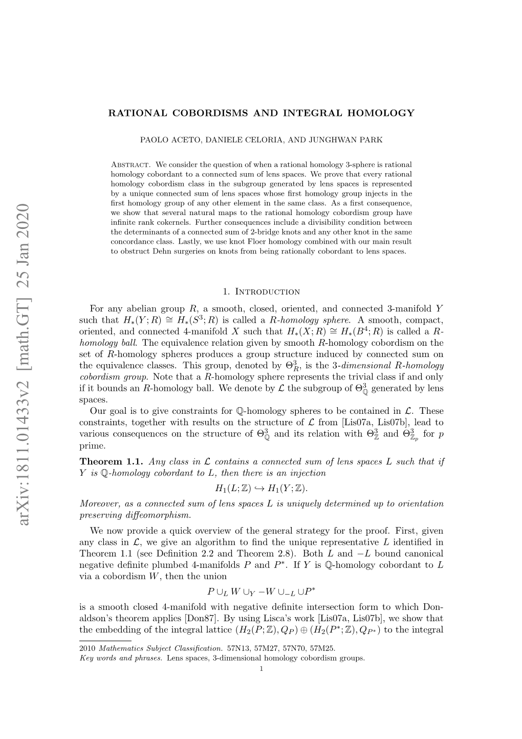 Arxiv:1811.01433V2 [Math.GT] 25 Jan 2020 Hoe