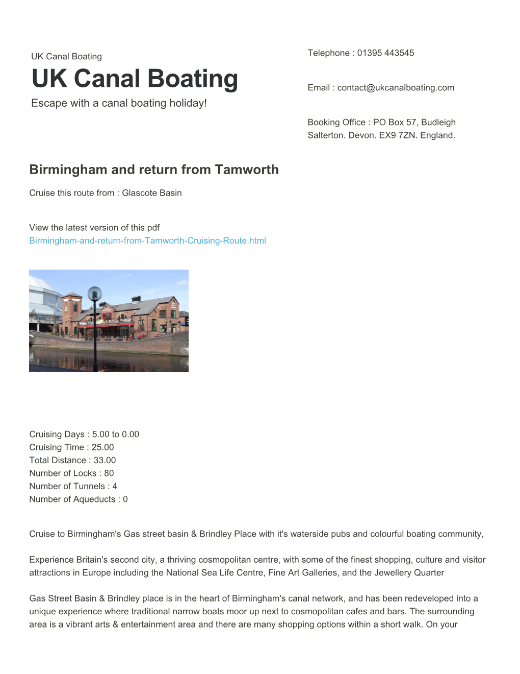 Birmingham and Return from Tamworth | UK Canal Boating