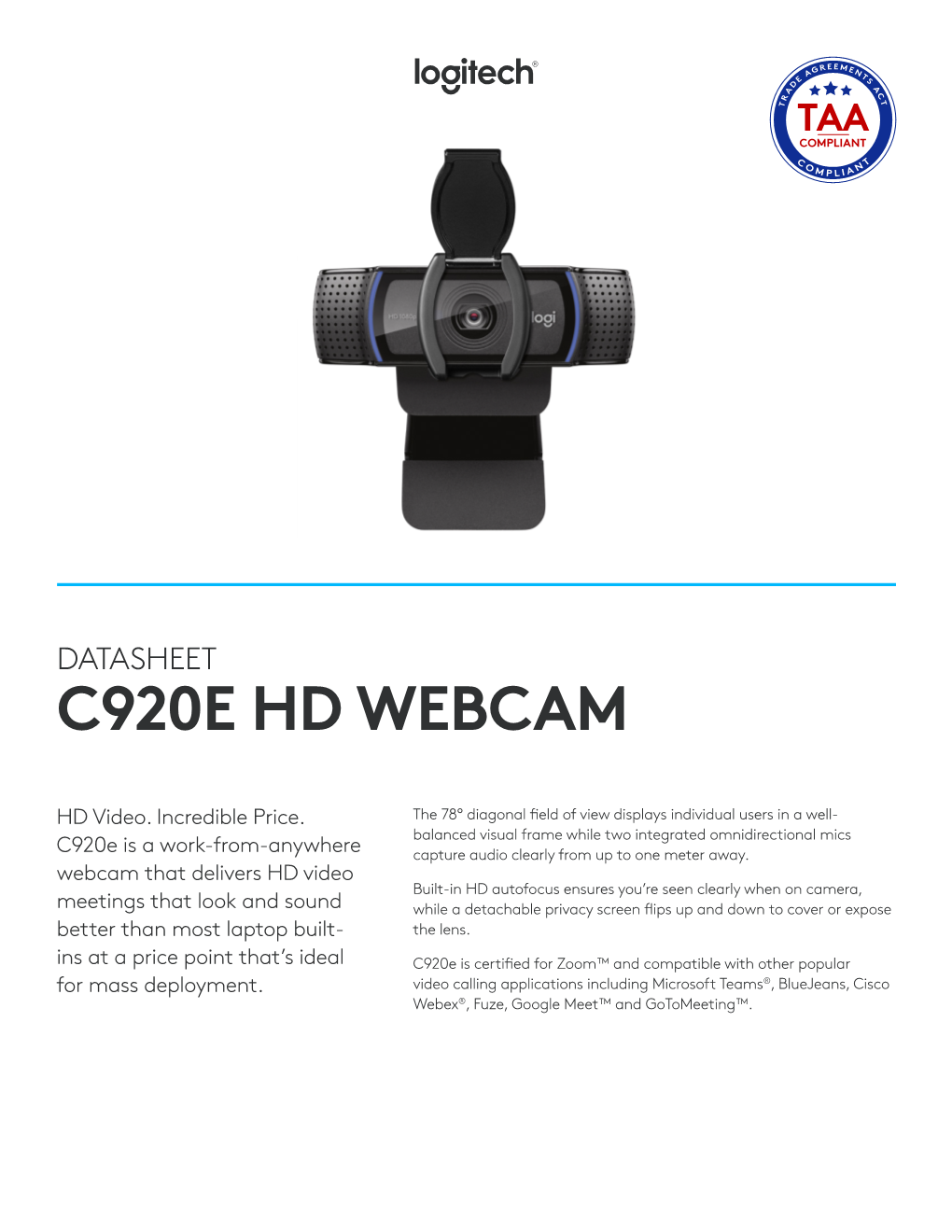 C920e Hd Webcam