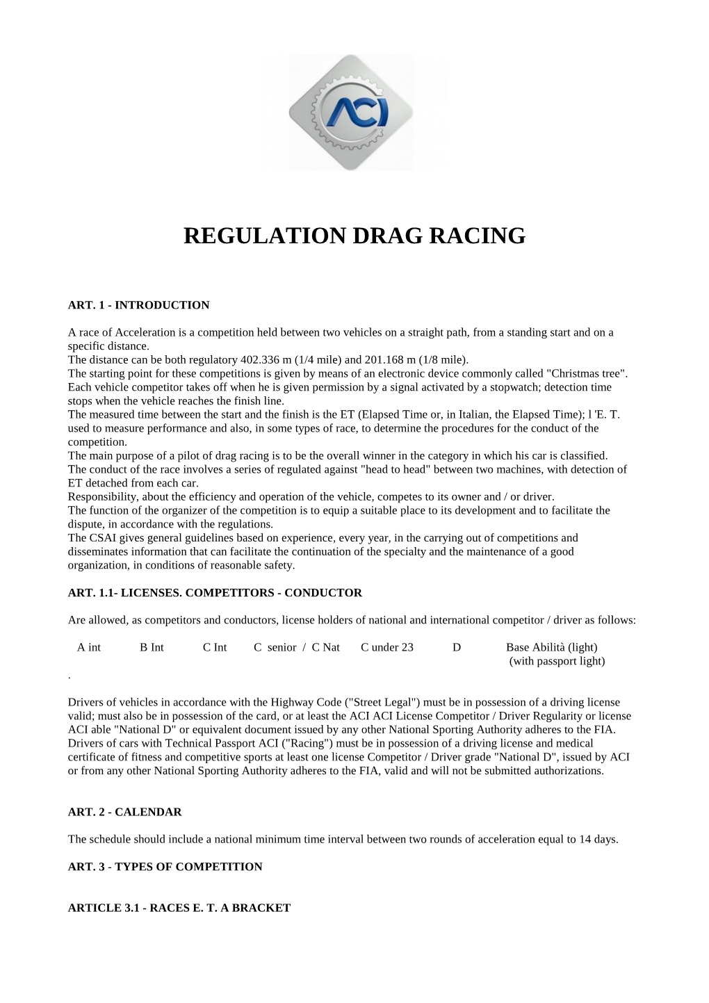 Regulation Drag Racing