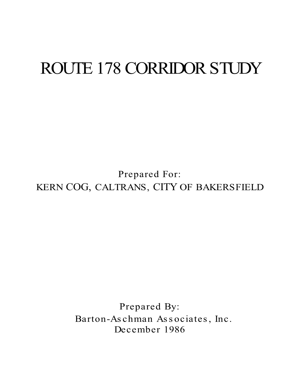 Route 178 Corridor Study