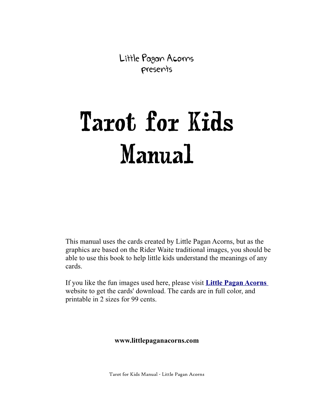 Tarot for Kids Manual
