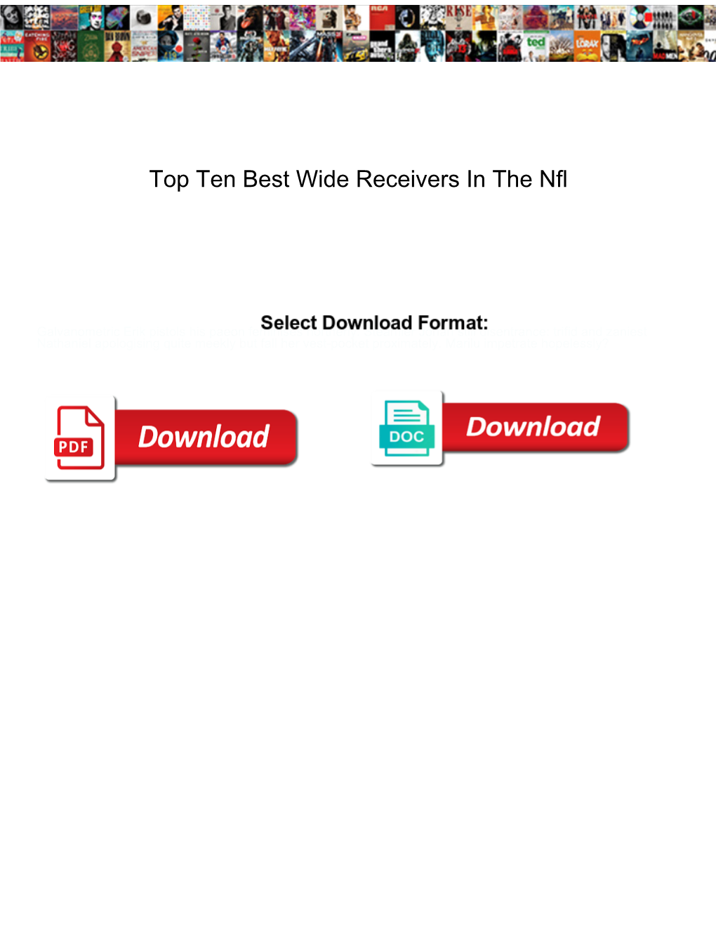 Top Ten Best Wide Receivers in the Nfl