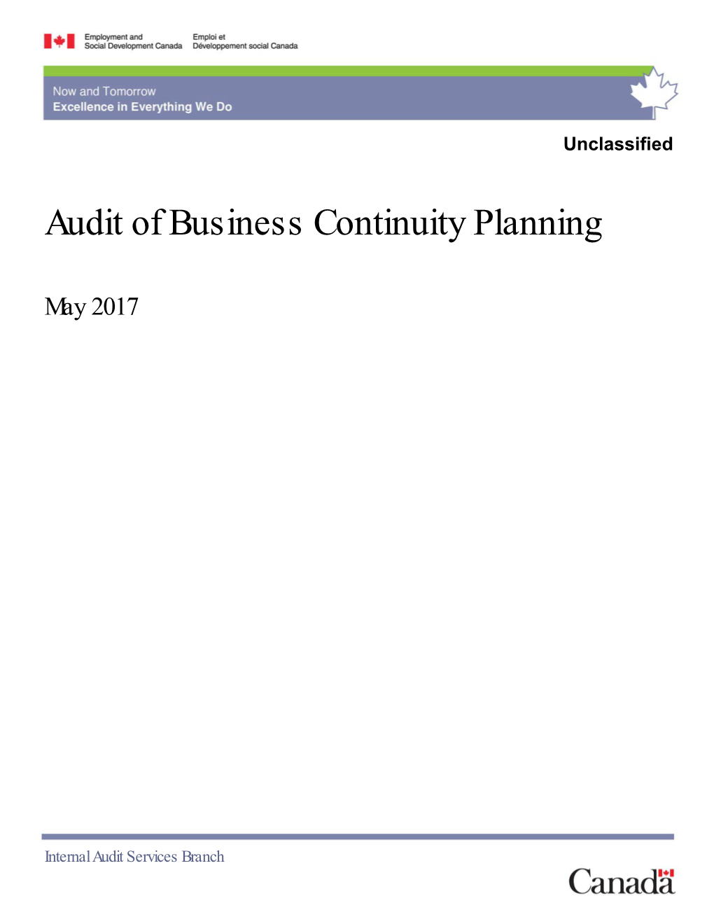 Audit of Business Continuity Planning