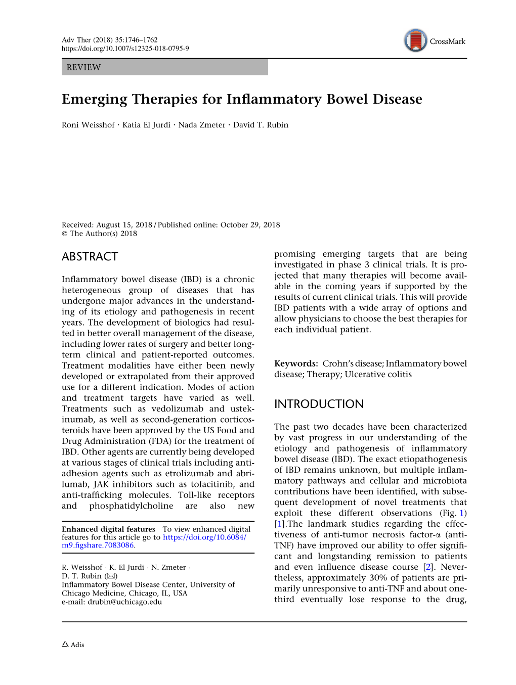 Emerging Therapies for Inflammatory Bowel Disease