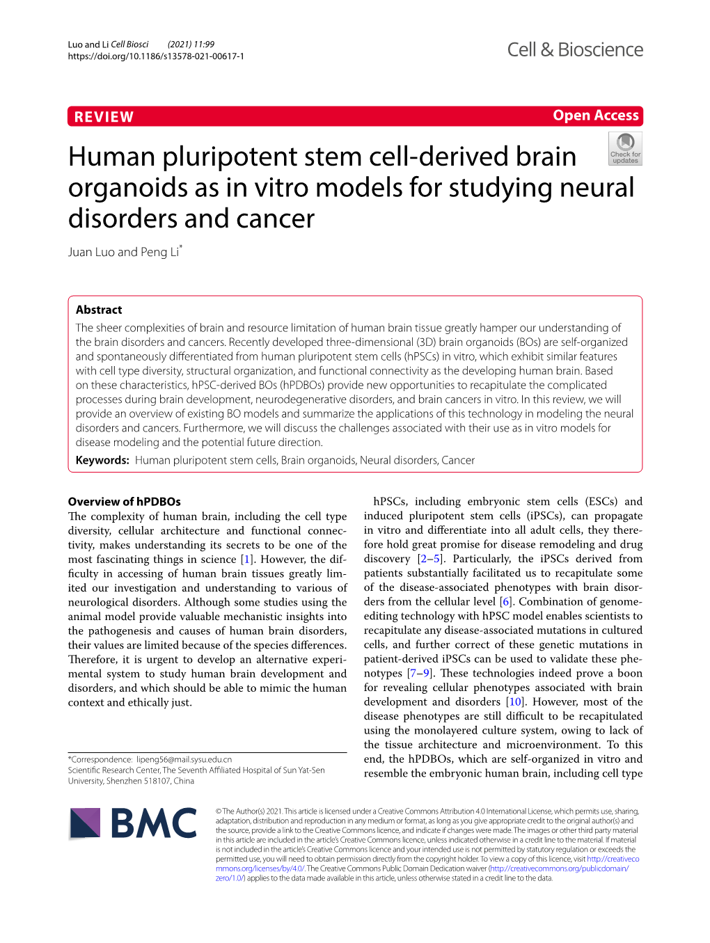 Human Pluripotent Stem Cell-Derived Brain Organoids As in Vitro Models