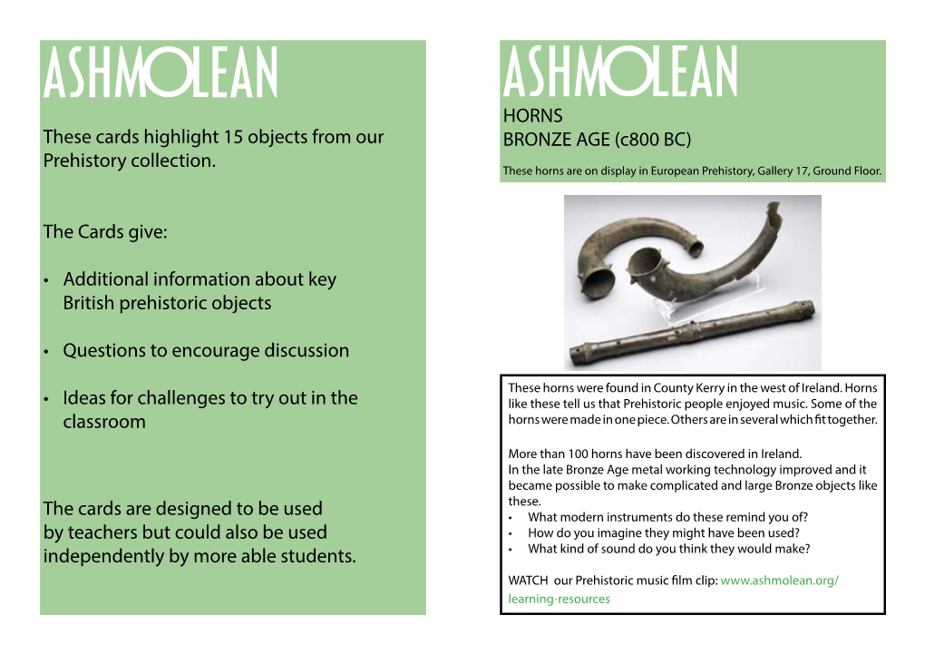 These Cards Highlight 15 Objects from Our Prehistory Collection. the Cards