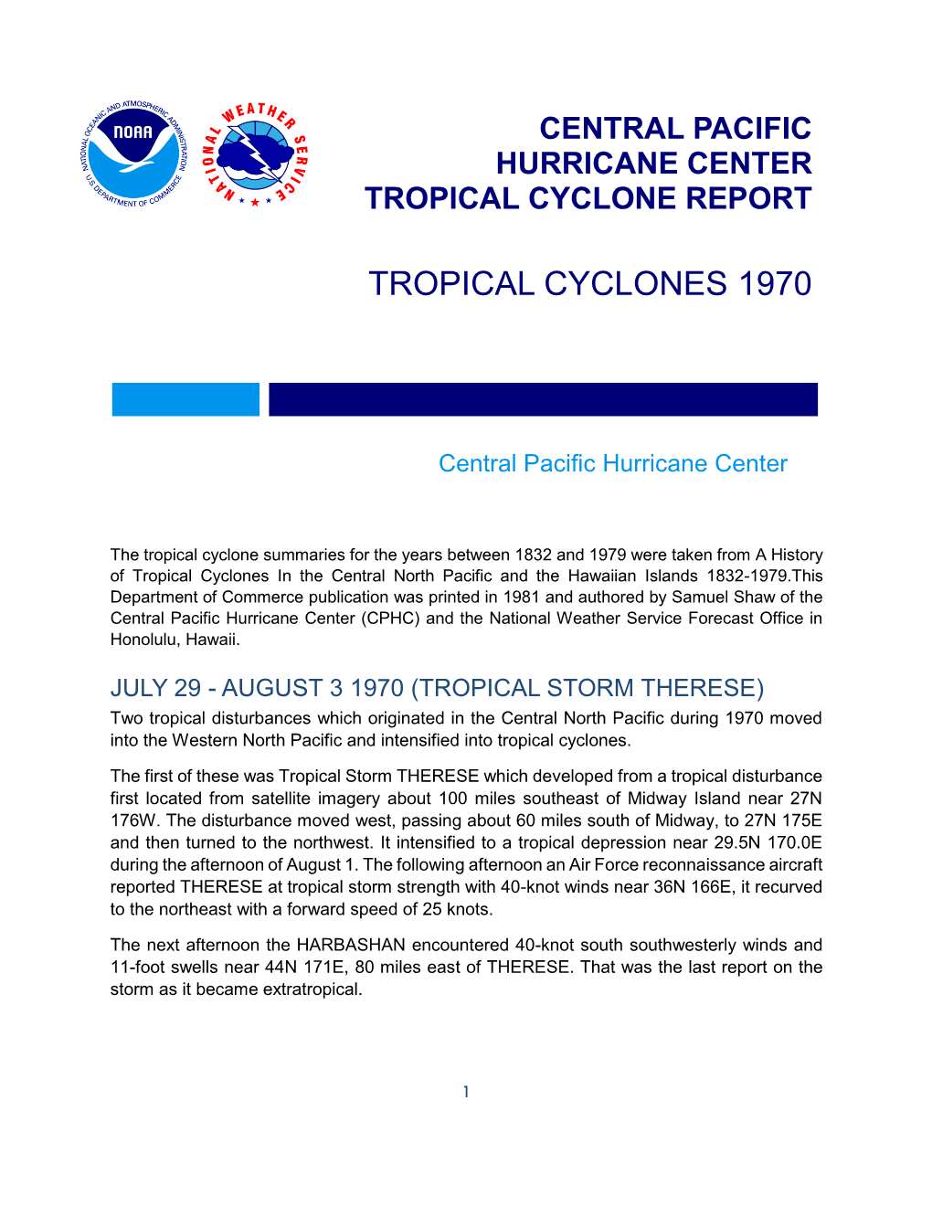 Tropical Cyclones 1970