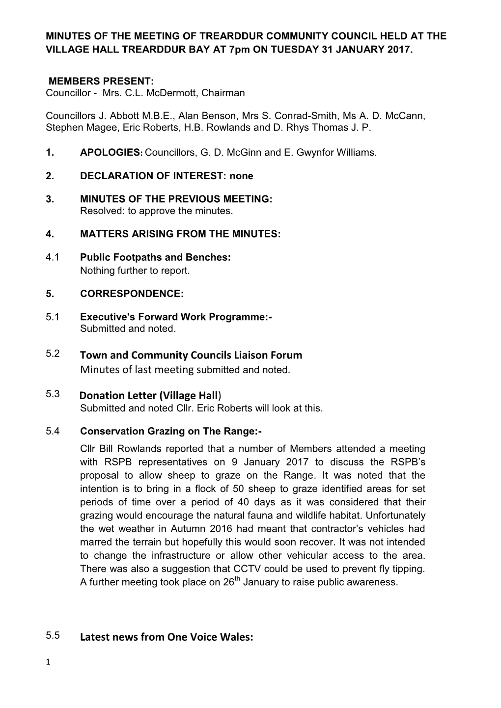 Town and Community Councils Liaison Forum Minutes of Last Meeting Submitted and Noted