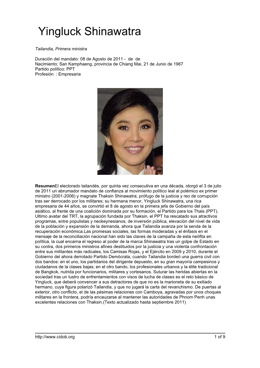 Yingluck Shinawatra