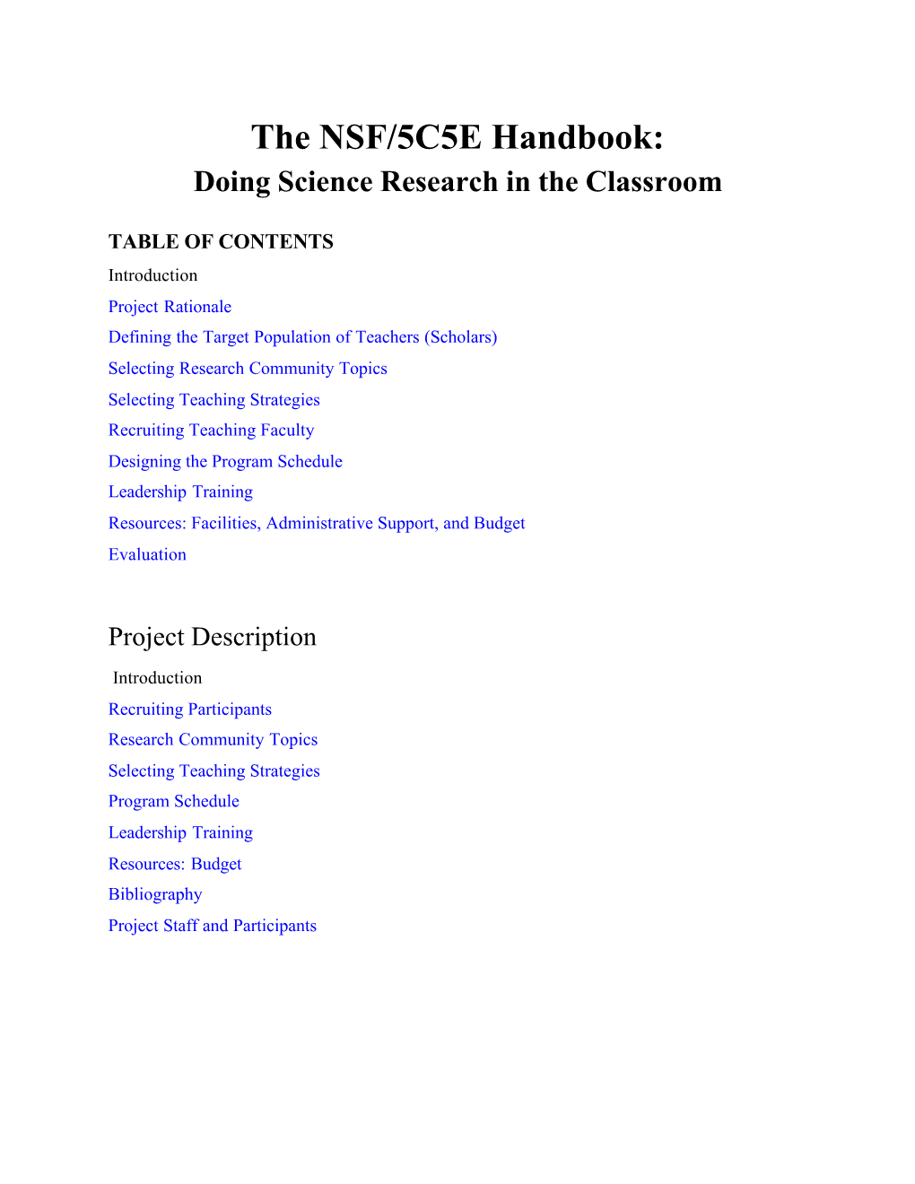 Doing Science Research in the Classroom