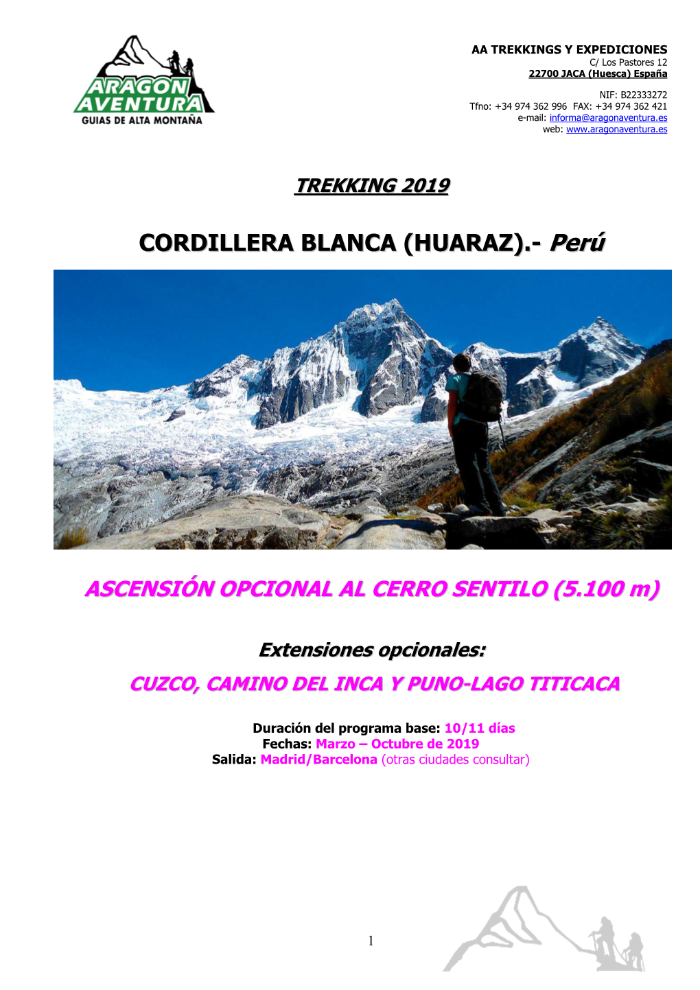 F. T.Trekking Cordillera Blanca Peru 2019