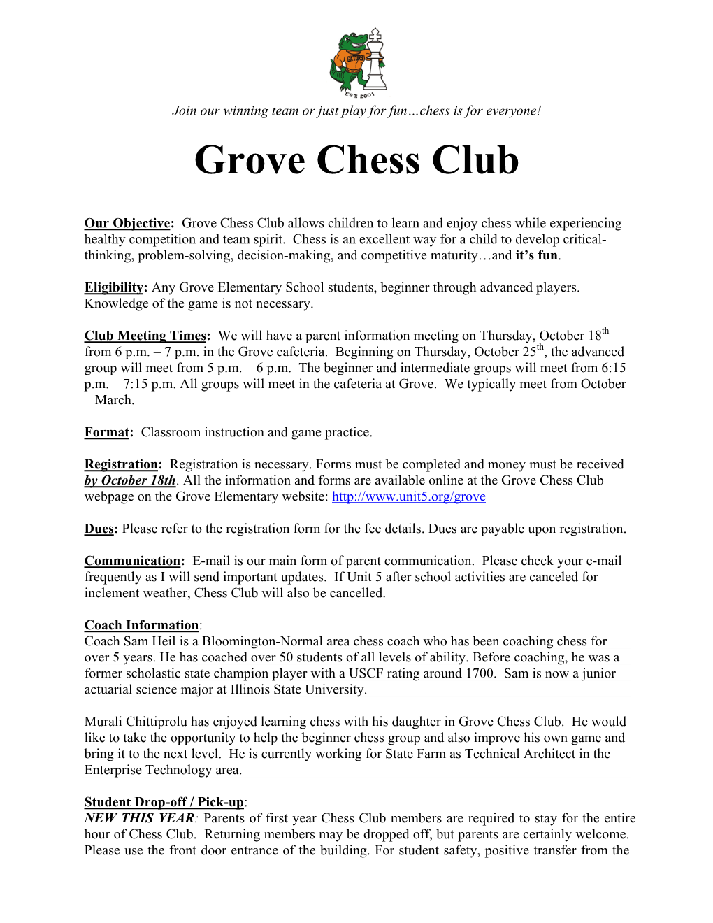 Grove Chess Club