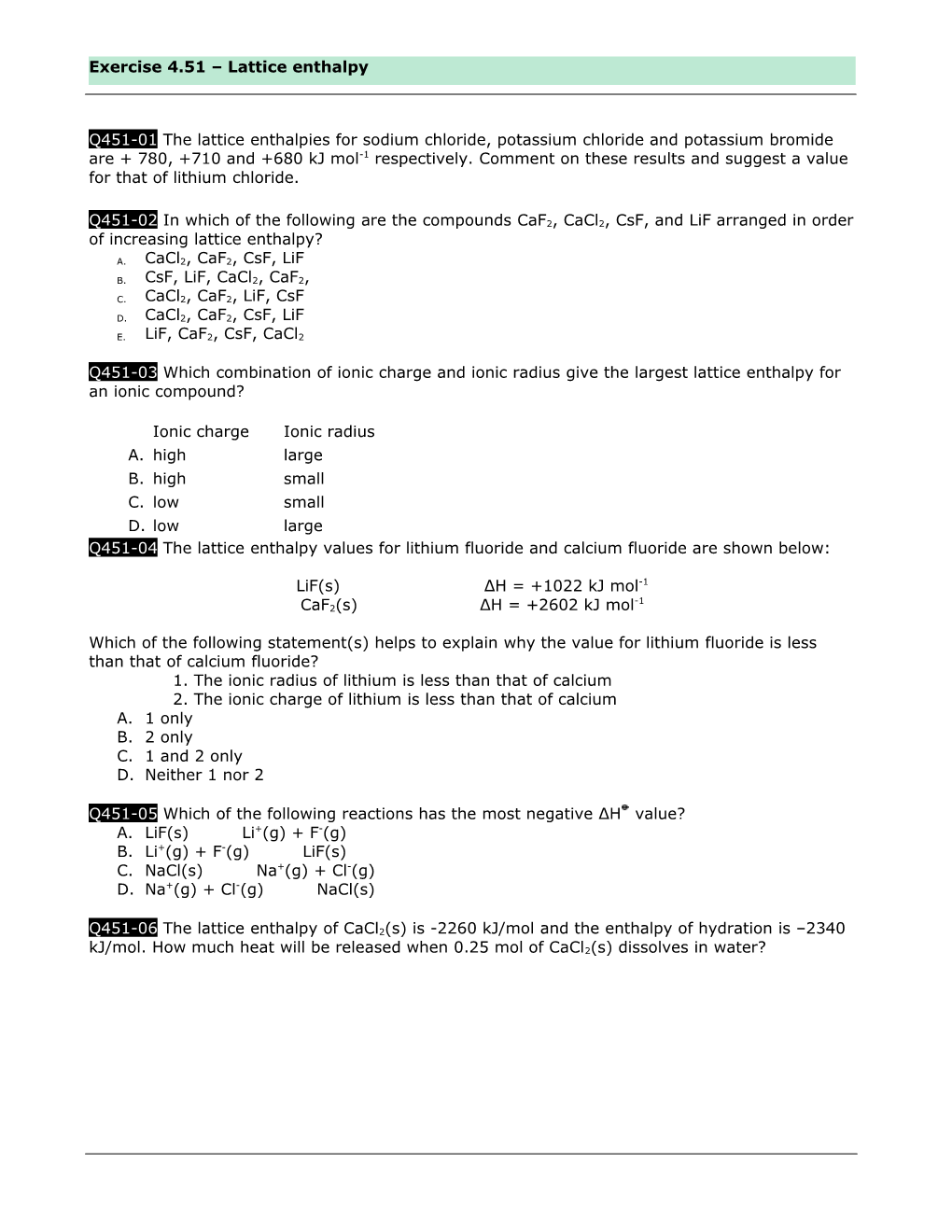 Read the Following Sentences Carefully and Use Them to Write Balanced Equations for The