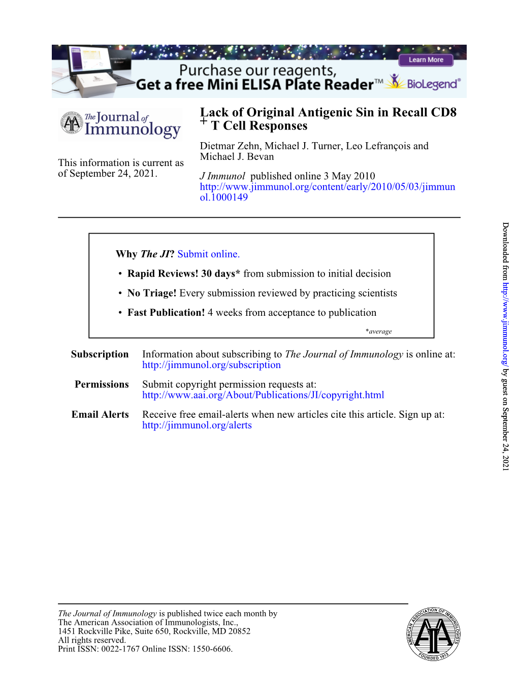 T Cell Responses + Lack of Original Antigenic Sin in Recall