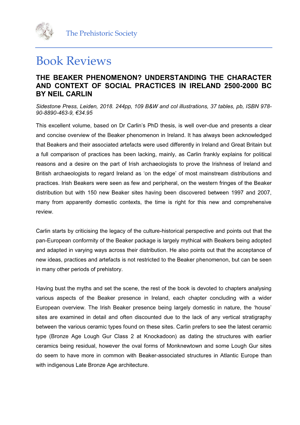 The Beaker Phenomenon? Understanding the Character and Context of Social Practices in Ireland 2500-2000 Bc by Neil Carlin