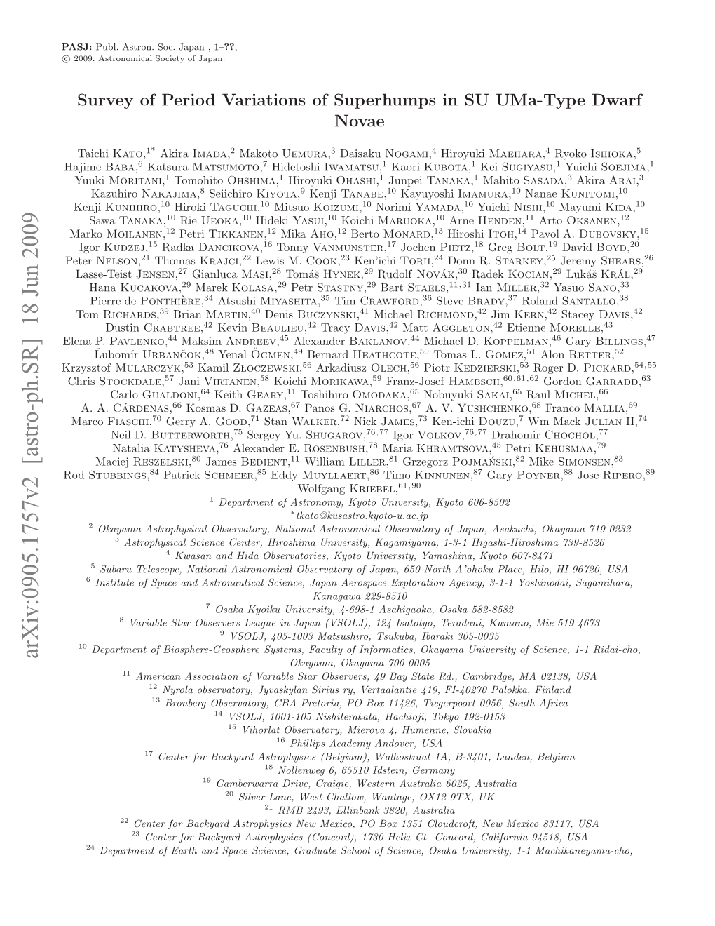 Survey of Period Variations of Superhumps in SU Uma-Type