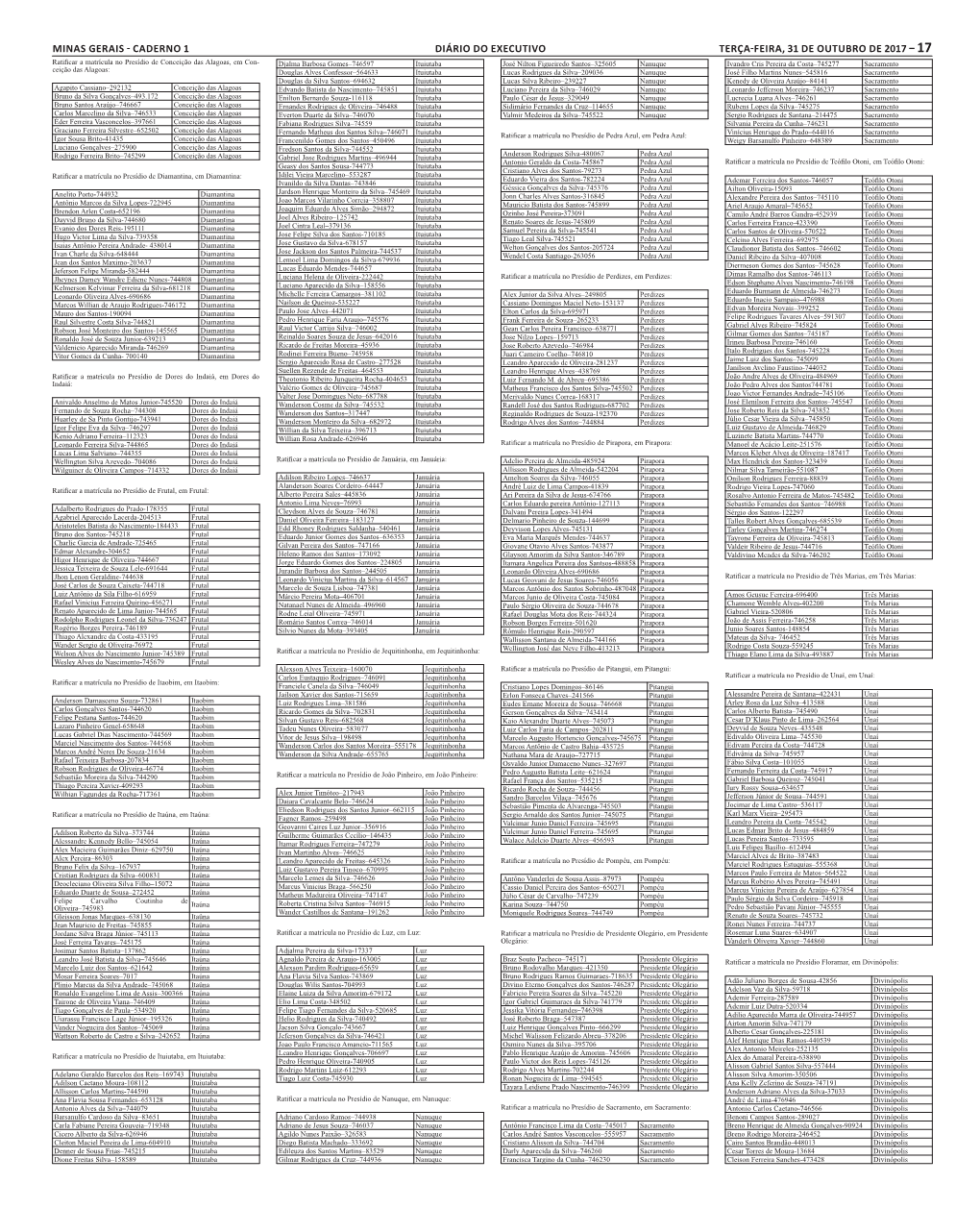 Caderno 1 Diário Do Executivo Terça-Feira, 31 De Outubro De 2017